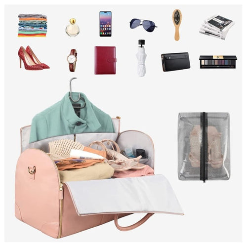 2 in 1 Foldable PU Leather Duffle Bag