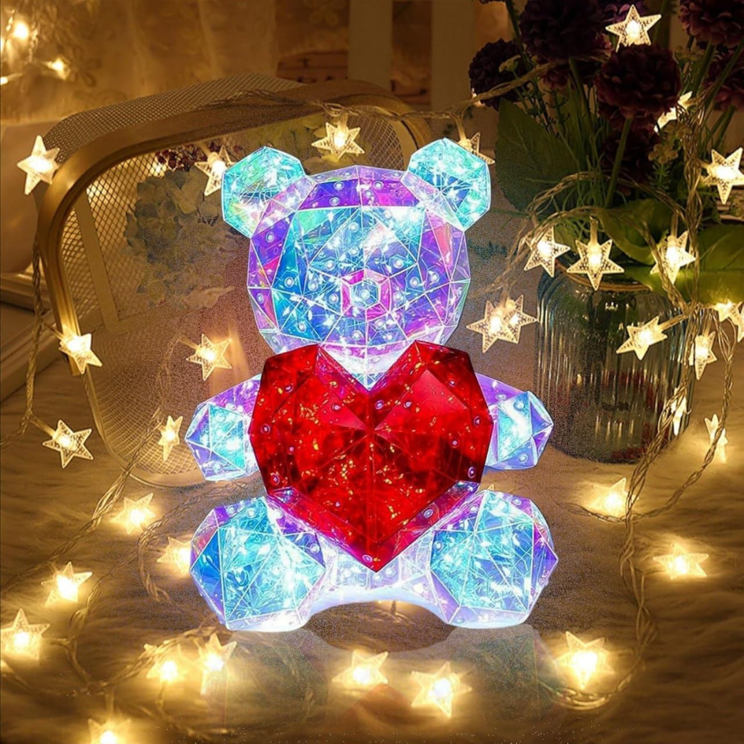 Glowing Teddy Bear with Heart Light