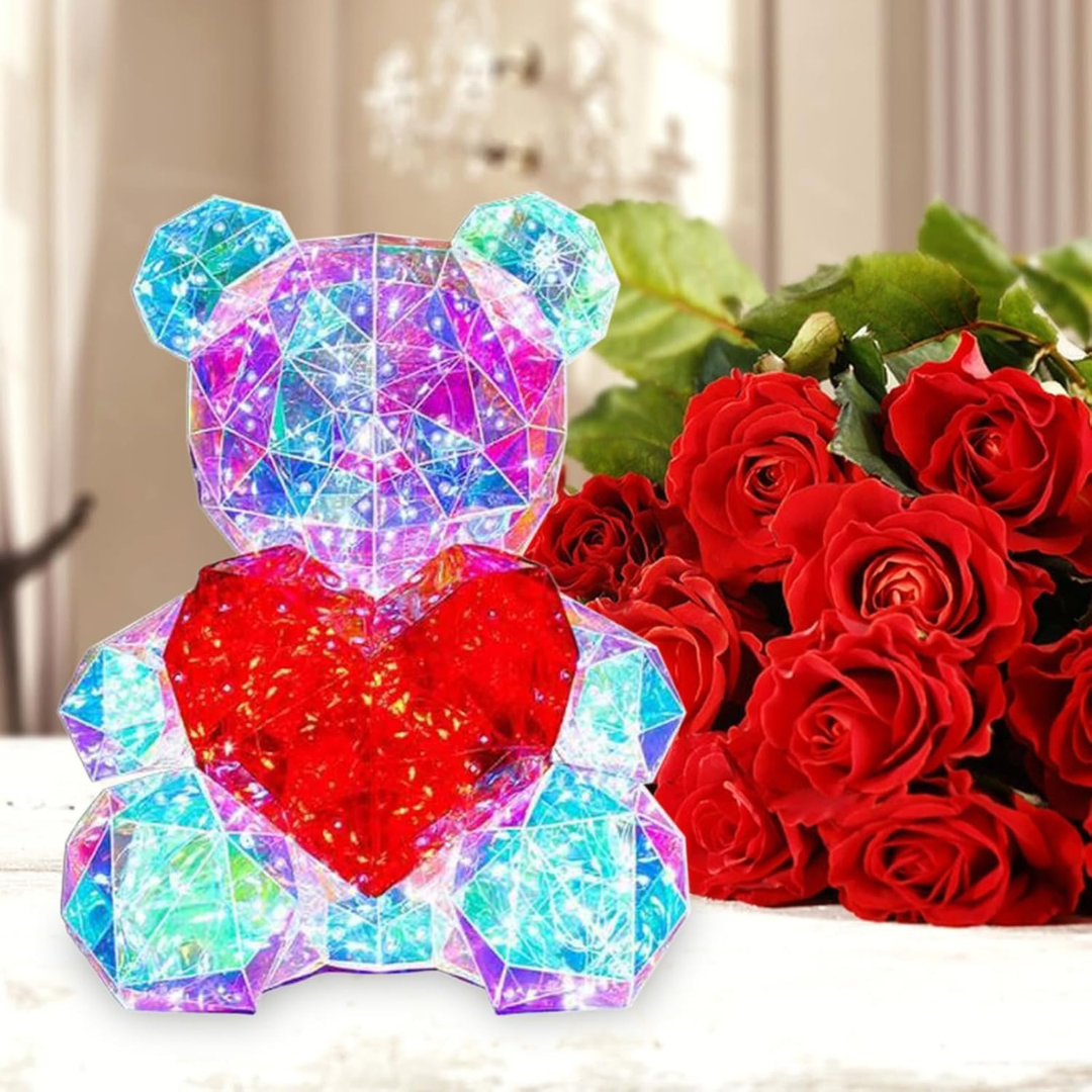 Glowing Teddy Bear with Heart Light