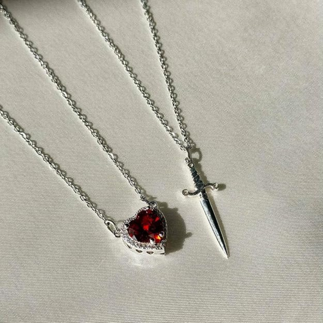 Couple Matching Crystal Necklace Set