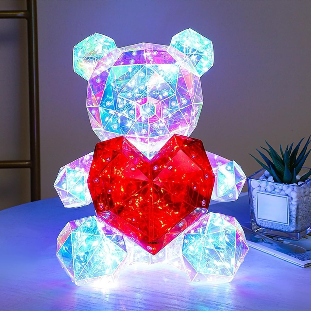 Glowing Teddy Bear with Heart Light