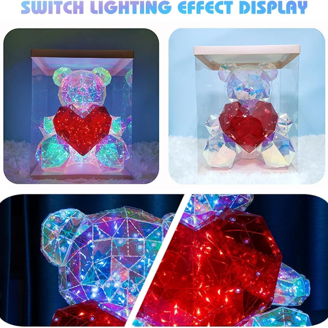 Glowing Teddy Bear with Heart Light