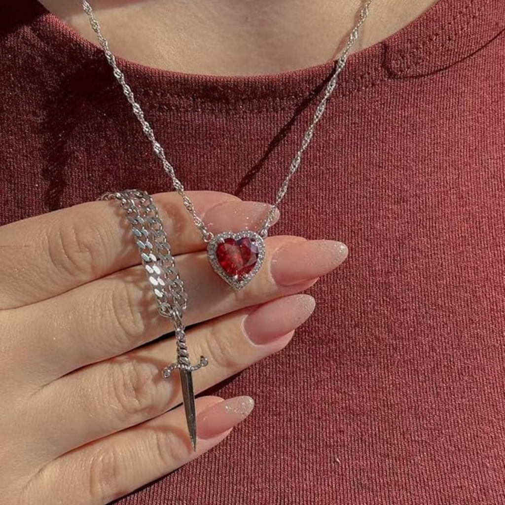 Couple Matching Crystal Necklace Set