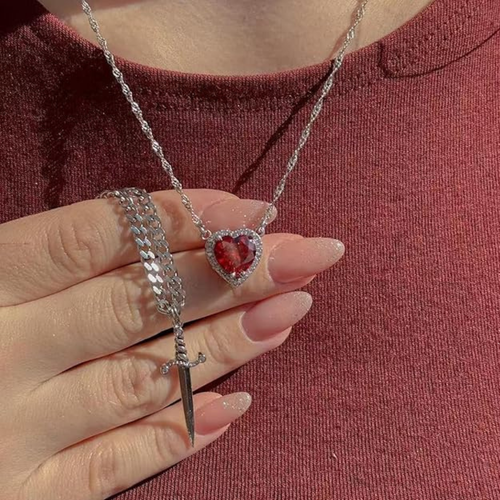 Couple Matching Crystal Necklace Set