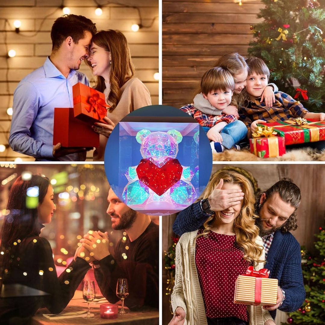 Glowing Teddy Bear with Heart Light