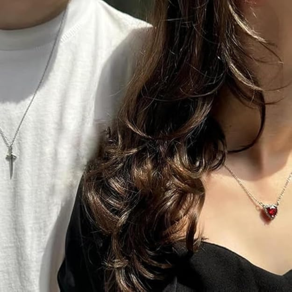 Couple Matching Crystal Necklace Set