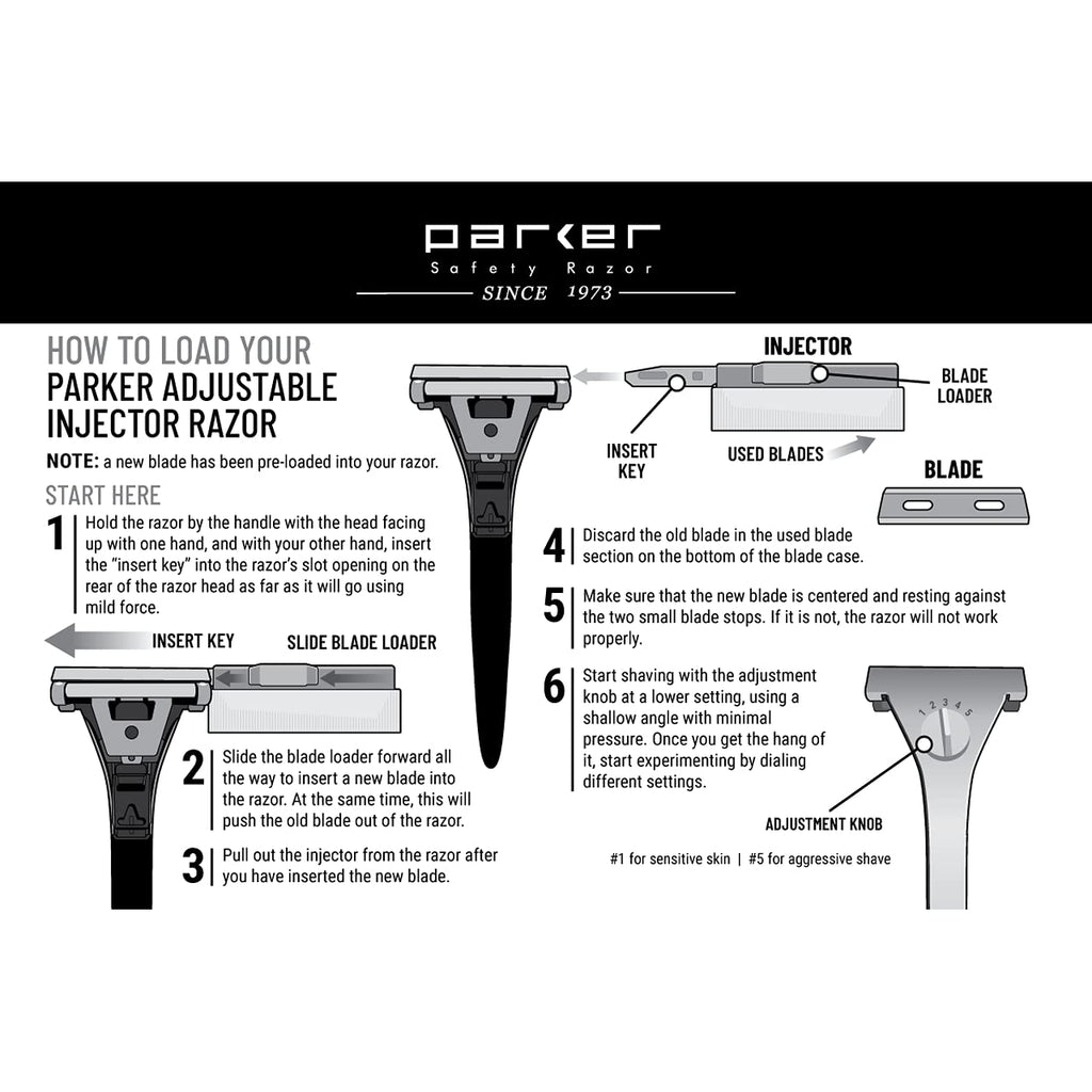 Adjustable Injector Safety Razor – Single Edge Razor with Customizable Shave Dial & 20 Blades Included