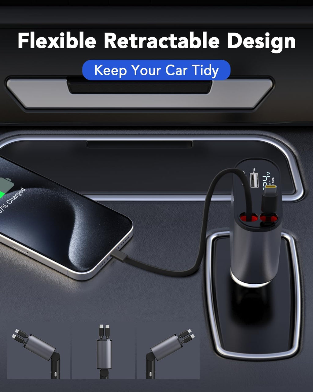 4-in-1 Retractable Phone Car Charger