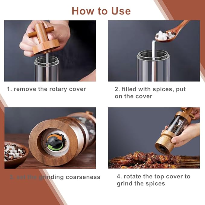 Wooden Salt & Pepper Grinder ( Set Of 2 )