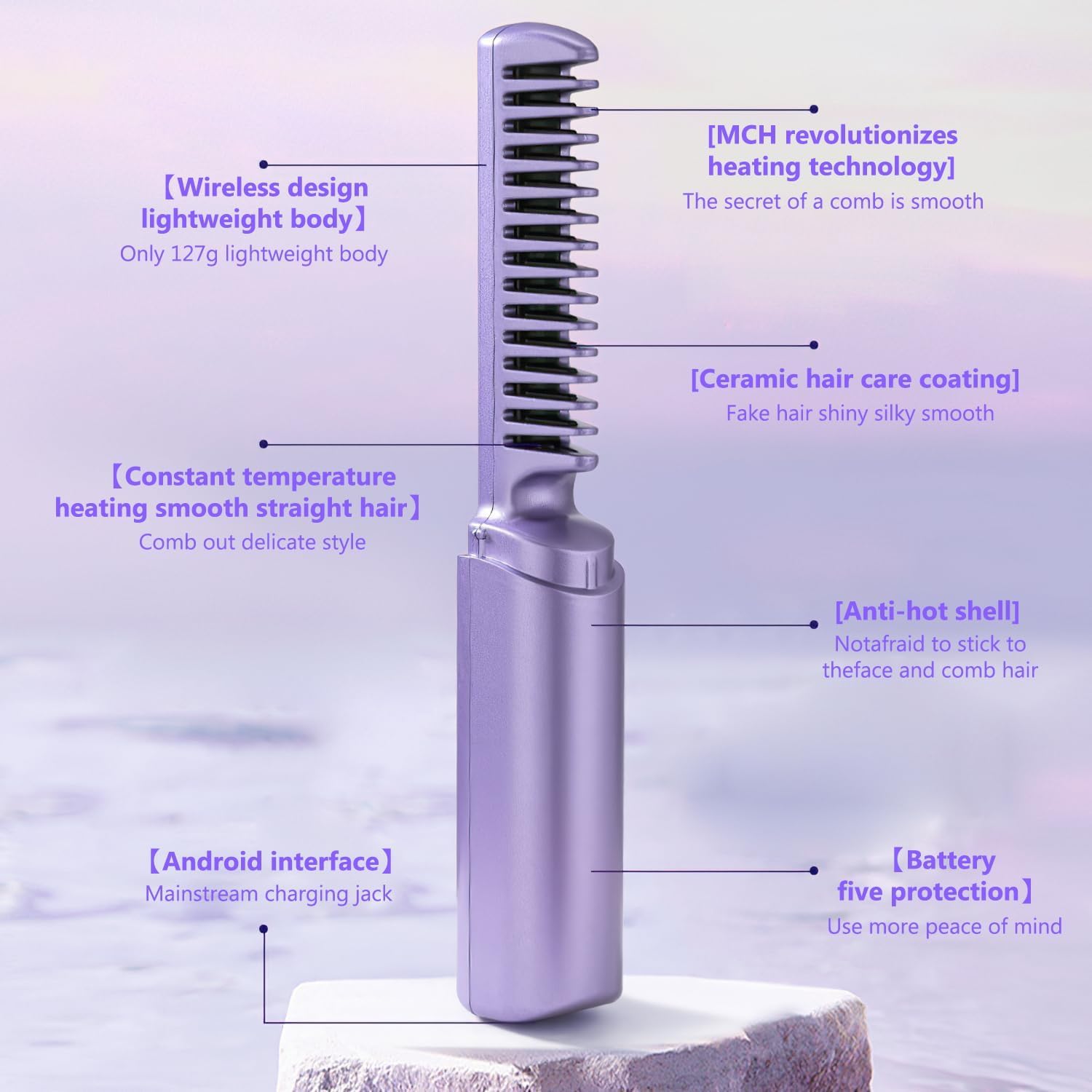 Cordless Styling Comb Portable Mini Hair Straightener