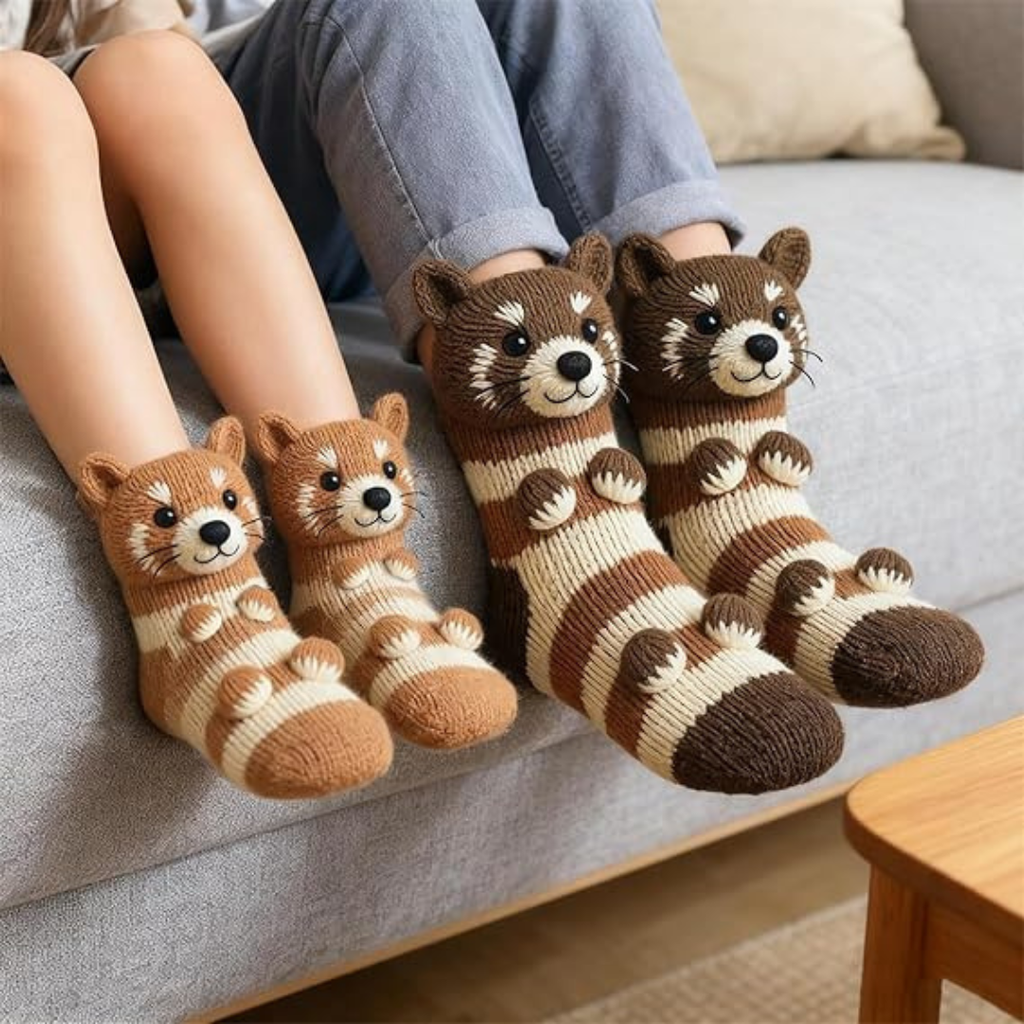 3D Knitted Animal Winter Socks
