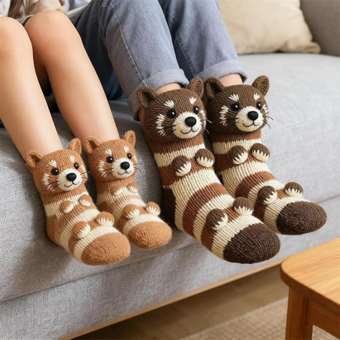 3D Knitted Animal Winter Socks