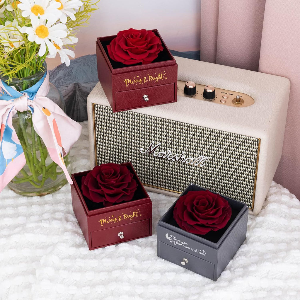 Acrylic Preserved Rose Flower Premium Box with Necklace