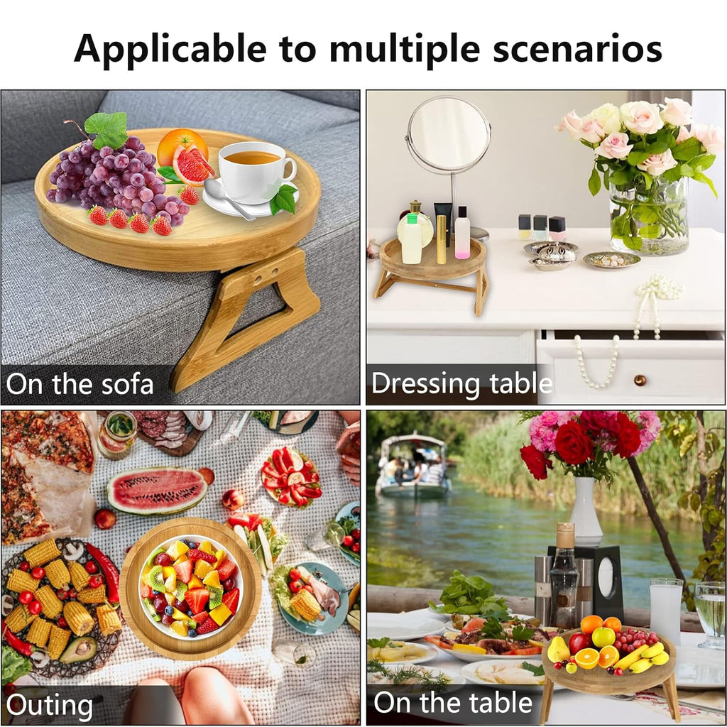 Adjustable Bamboo Sofa Arm Tray