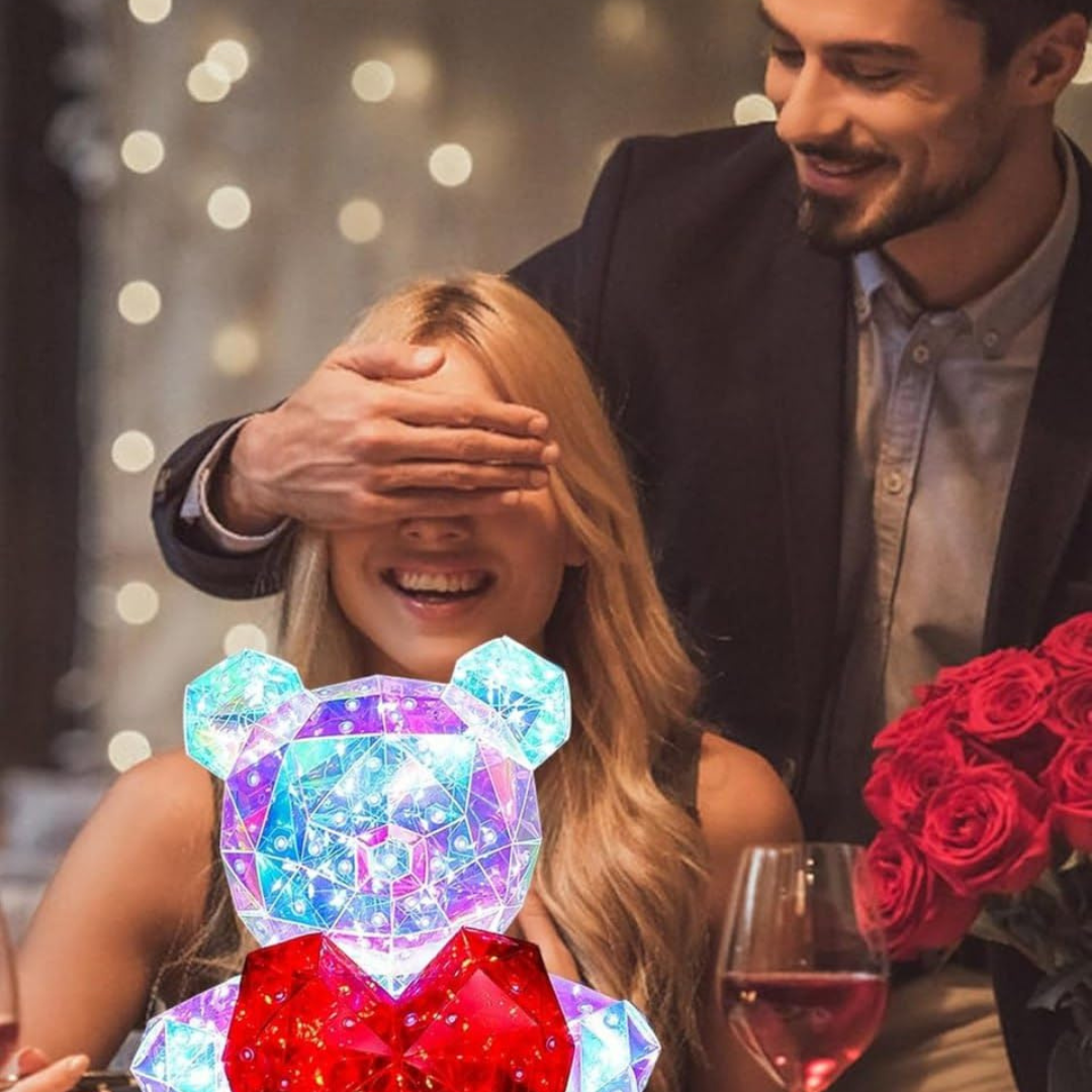 Glowing Teddy Bear with Heart Light