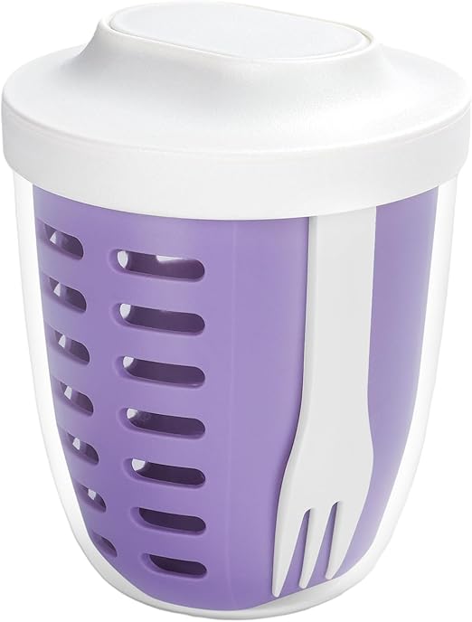 Double-Layer Fruit & Salad Container with Lid and Fork (Set of 4)