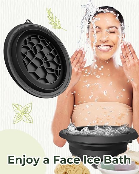 Foldable Face Ice Bath Basin with Built-in Ice Tray (Set of 2)