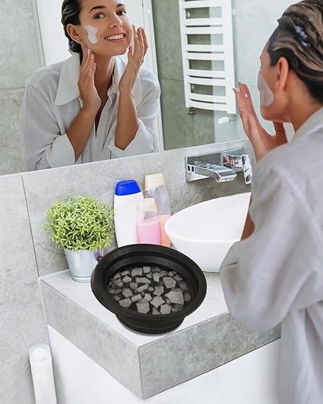 Foldable Face Ice Bath Basin with Built-in Ice Tray (Set of 2)