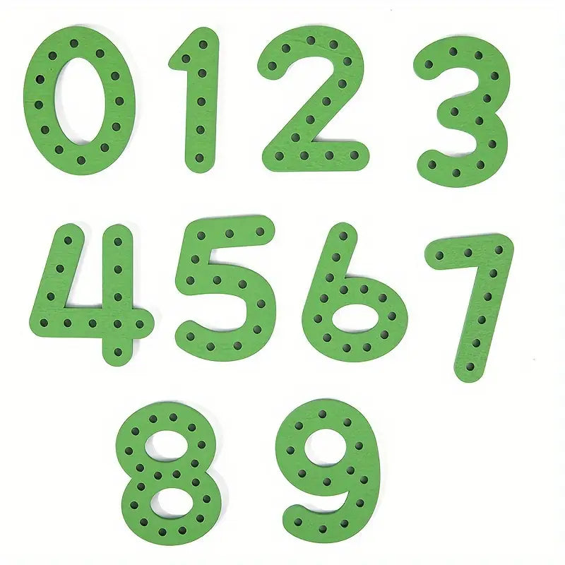Educational Wooden Alphabet & Number Lacing Toy