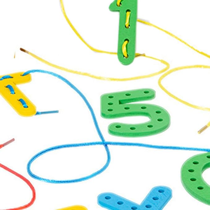 Educational Wooden Alphabet & Number Lacing Toy