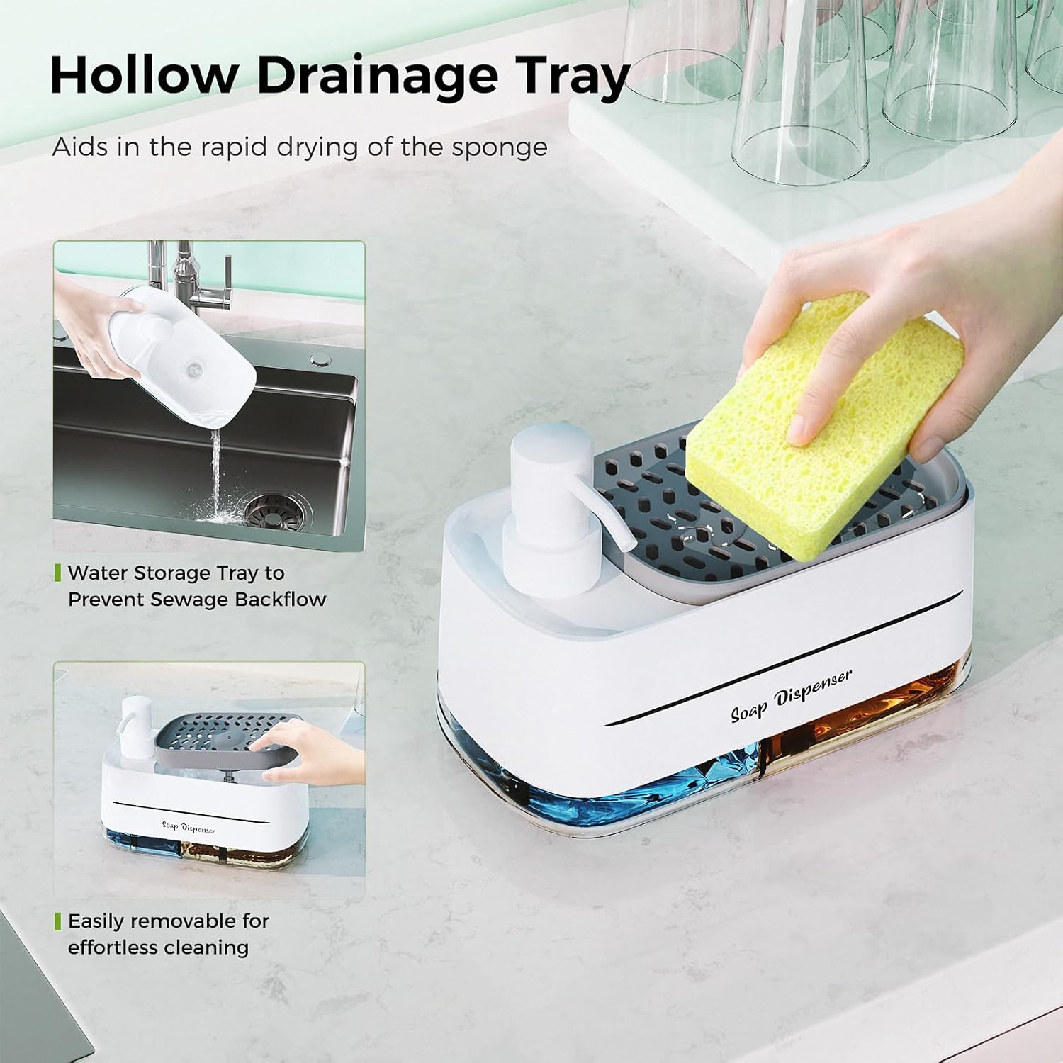 4-in-1 Soap Dispenser Set with Sponge Holder